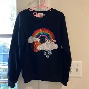 Lola and the boys Black Rainbow Sequin Sweater. Size 8